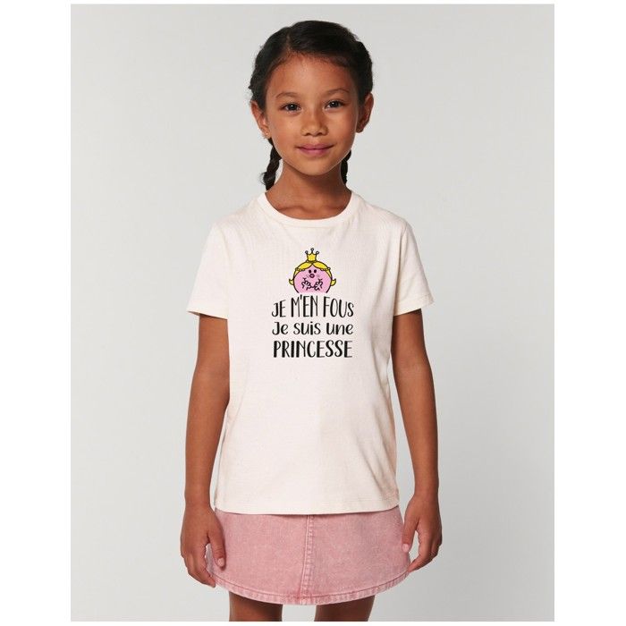 MANI TEXTILE Monsieur Madame - T-shirt enfant fille  Je m'en fou je suis une princesse  Blanc 10A