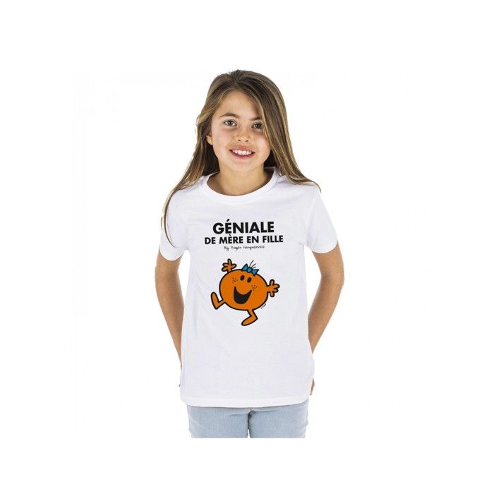 MANI TEXTILE Monsieur Madame - T-shirt enfant fille  géniale de mère en fille  Blanc 10A