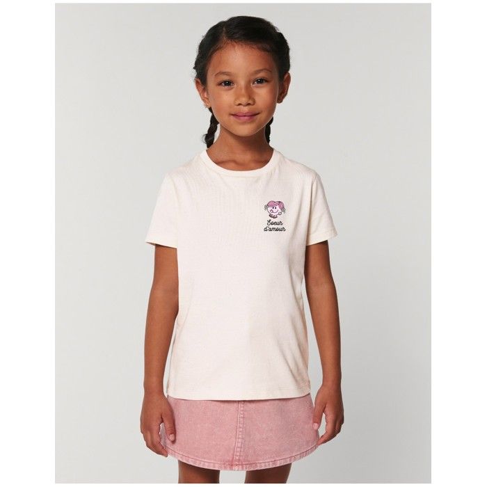 MANI TEXTILE Monsieur Madame - TSHIRT FILLE SOEUR D AMOUR COEUR 12 ans