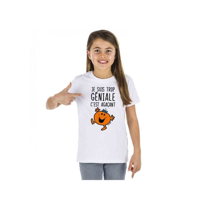MANI TEXTILE T-shirt enfant - Monsieur Madame - je suis trop géniale - Blanc - Coton bio - Manches courtes