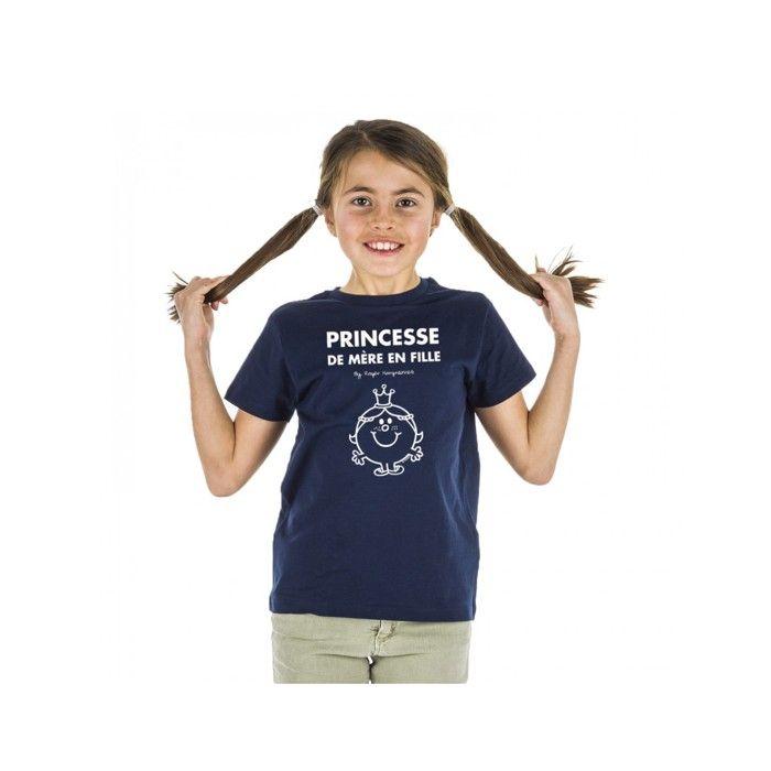 MANI TEXTILE T-shirt enfant - Monsieur Madame - Princesse de mère en fille - Bleu - Coton Bio - Manches courtes