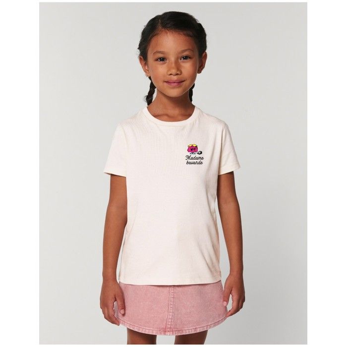 MANI TEXTILE T-shirt Fille - Monsieur Madame - Madame Bavarde Coeur - 100% Coton Bio - Manches Courtes - 10 ans