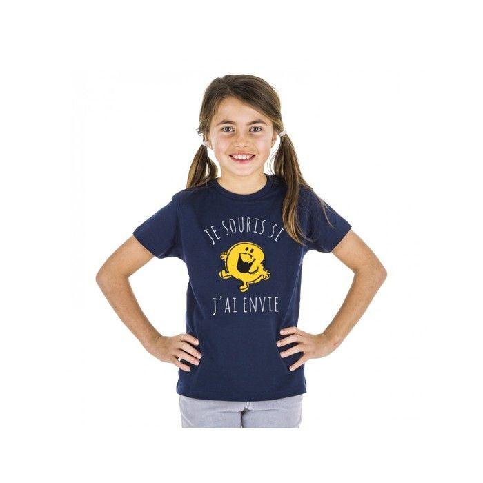 MANI TEXTILE T-shirt enfant - Monsieur Madame - je souris si j'ai envie - Bleu - Coton bio - Manches courtes