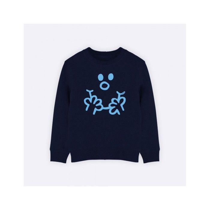 MANI TEXTILE Sweat enfant - Monsieur Madame - 12A - Bleu - Manches longues - Col arrondi