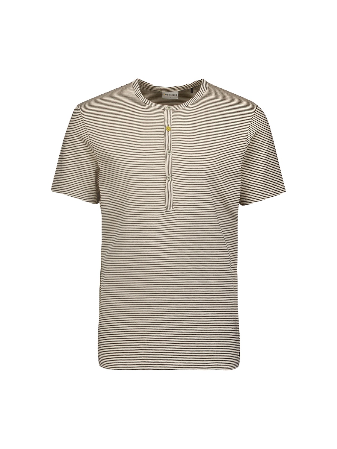 No Excess T-Shirt Granddad Stripes Garment Dyed Cement 