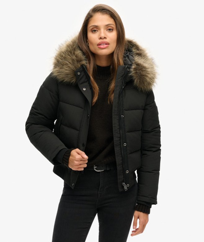 Superdry Everest-bomberjack met Capuchon Black