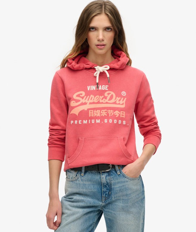Superdry Hoodie met Puffprint Red
