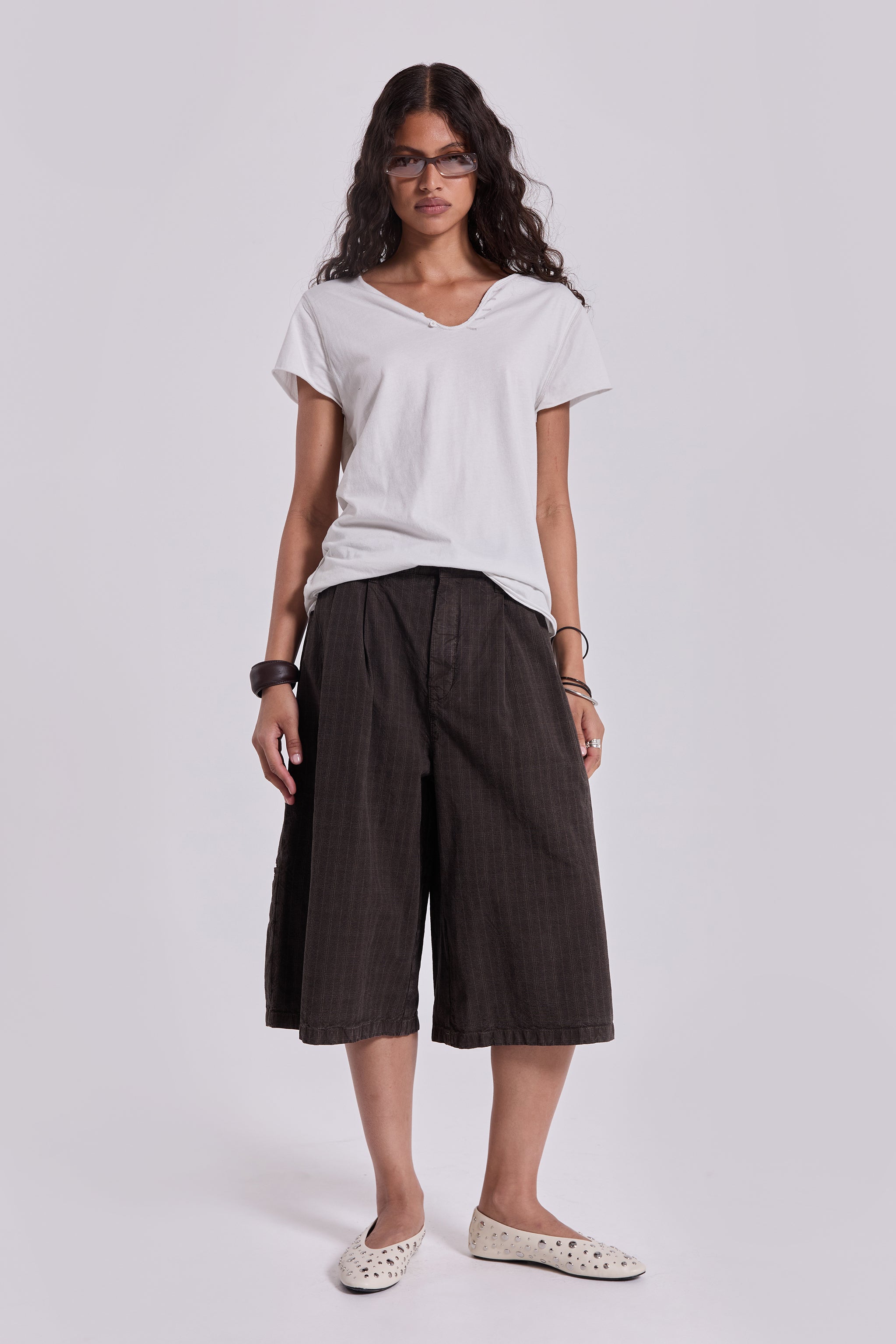 Jaded London Brown Check Jumbo Jorts