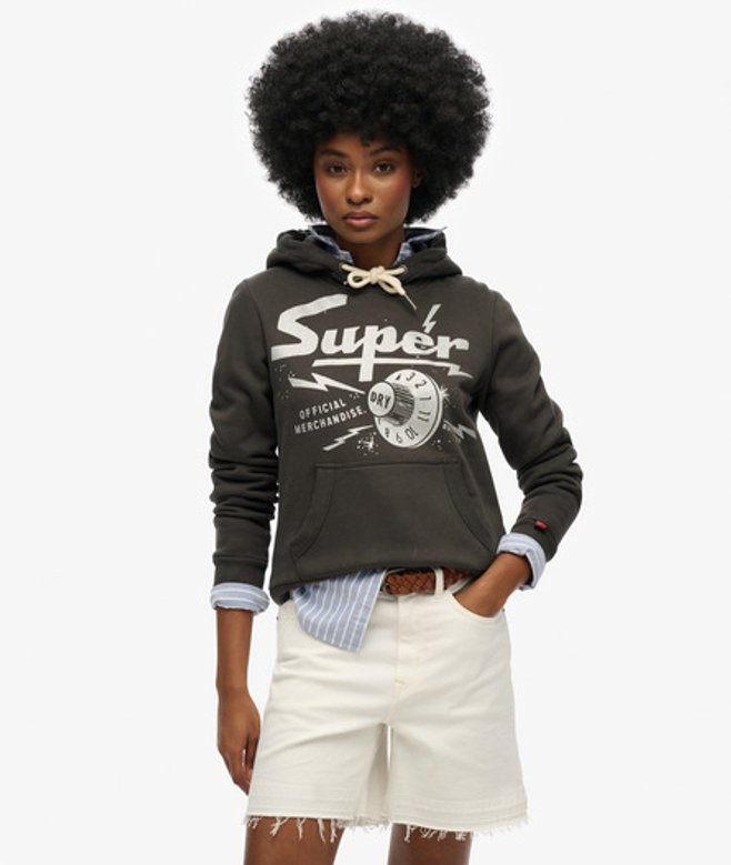 Superdry Band Merch Hoodie Black
