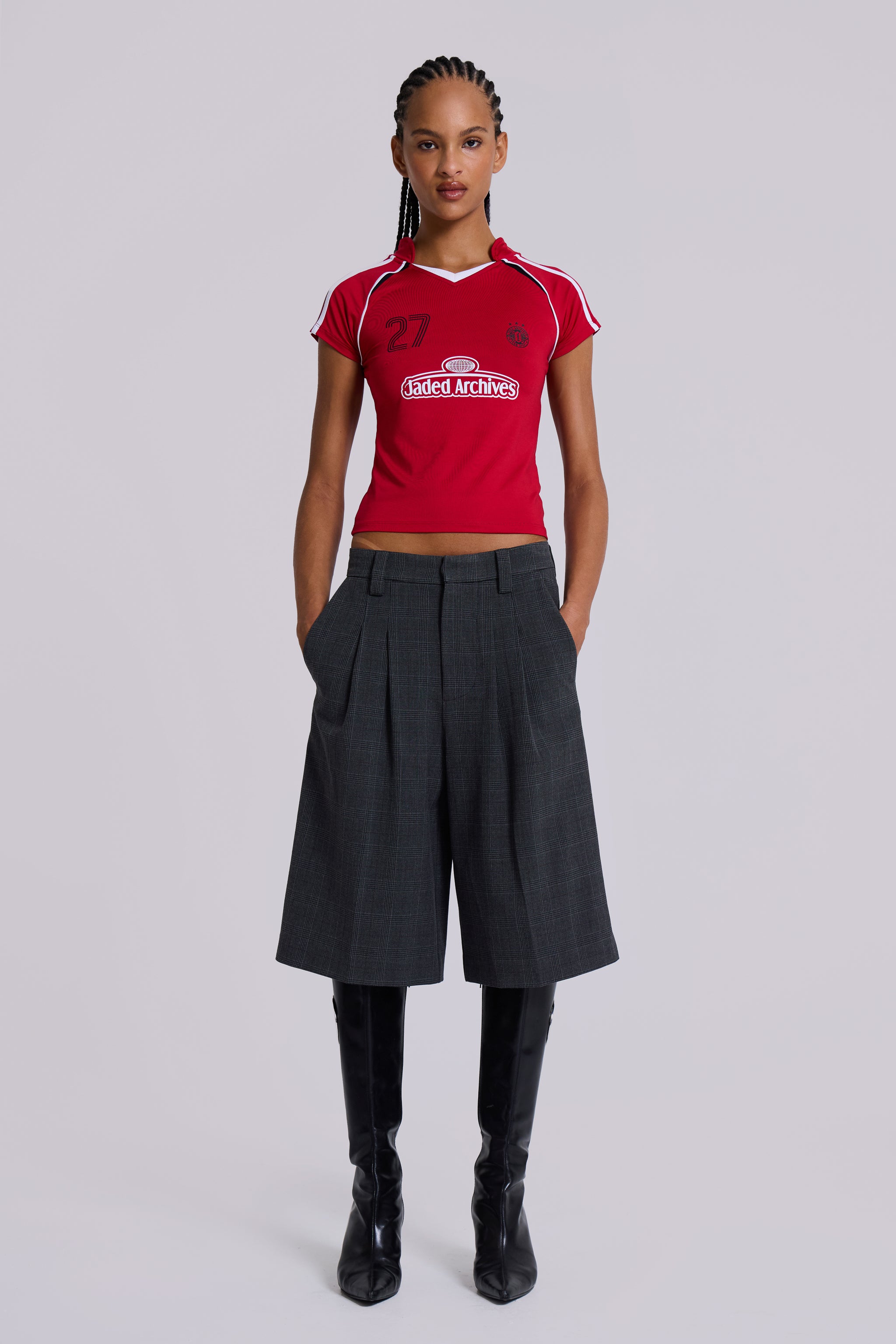 Jaded London Dark Check Goliath Shorts