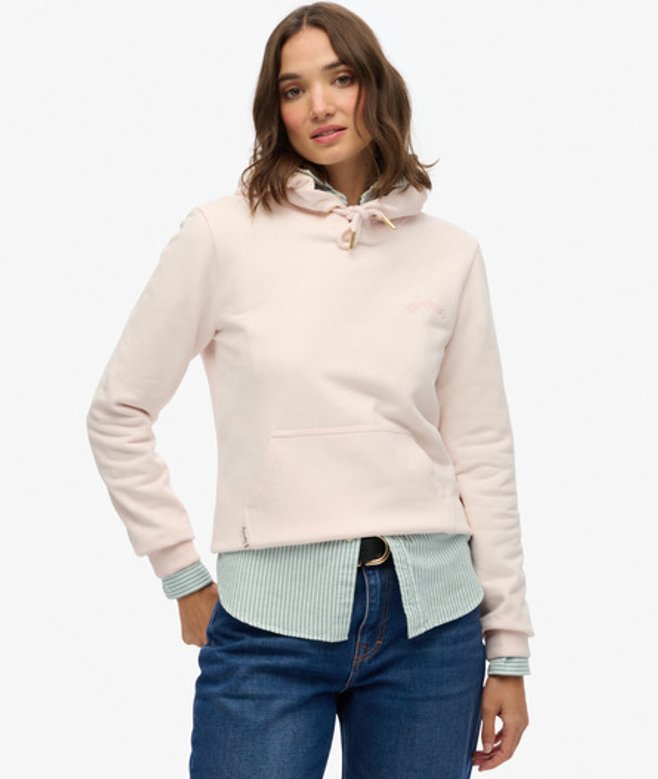 Superdry Essential Hoodie met Geborduurd Logo Pink