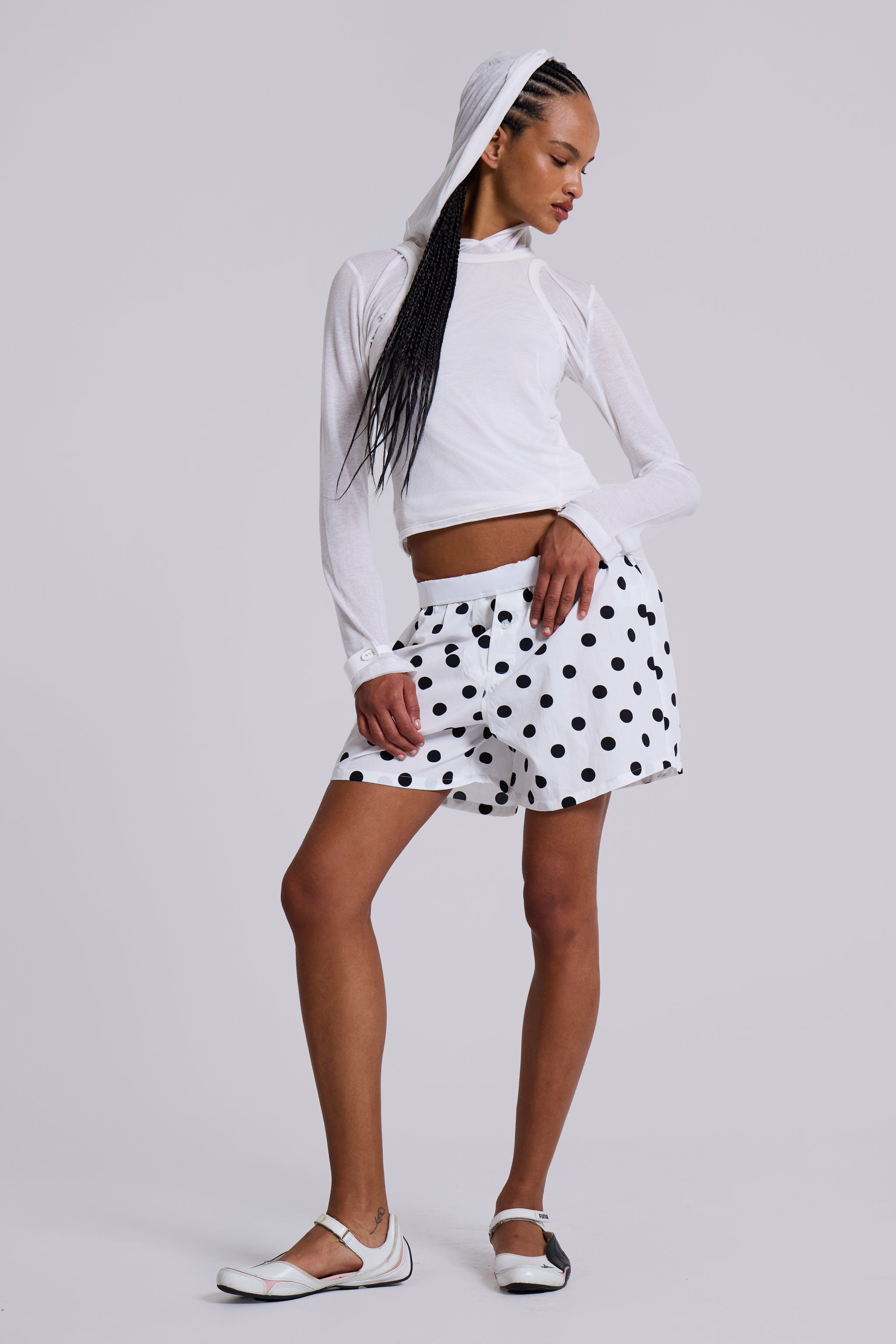 Jaded London White Polka Boxers