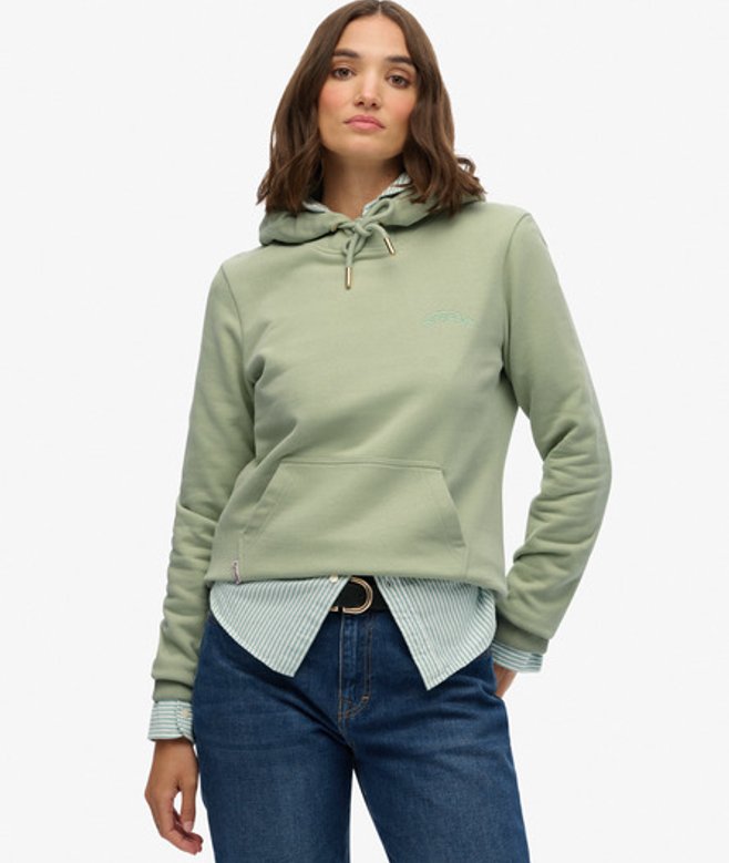 Superdry Essential Hoodie met Geborduurd Logo Green