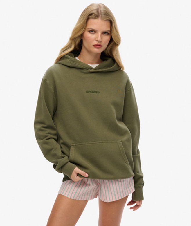 Superdry Oversized Hoodie met Micrologo Green