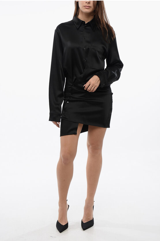 Off-White Satijnen TWIST wikkeljurk in zwart