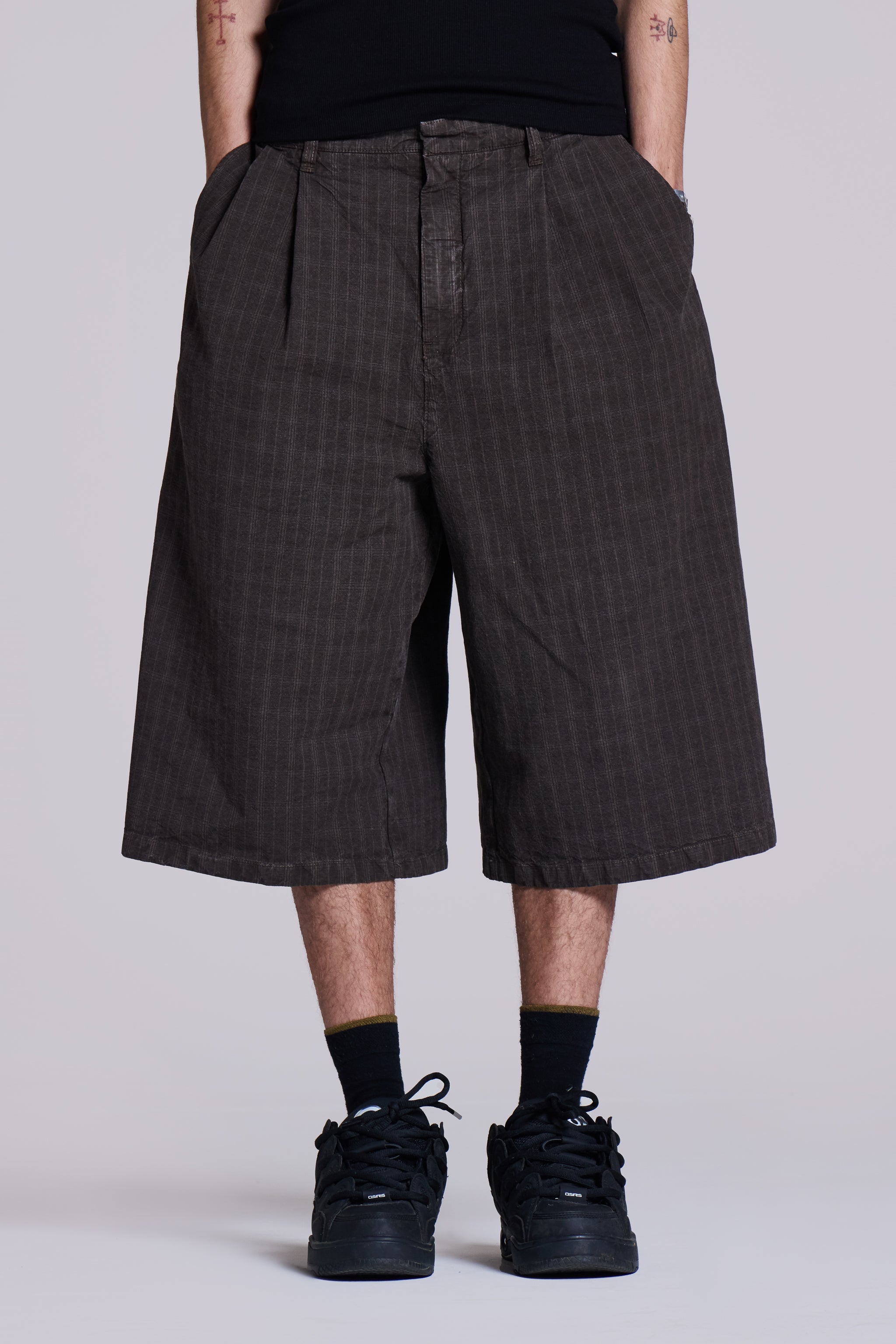 Jaded Man Brown Check Jumbo Jorts