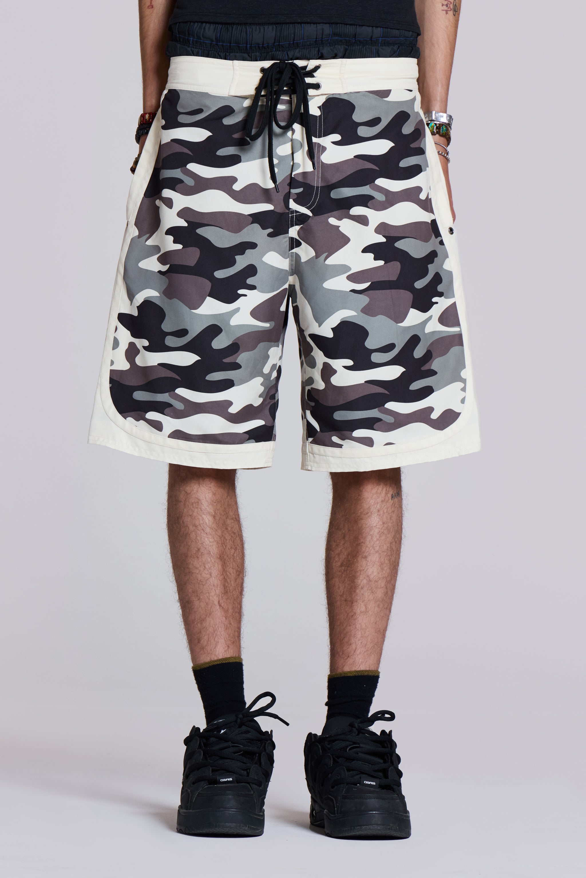 Jaded Man Washed Camo Board Shorts