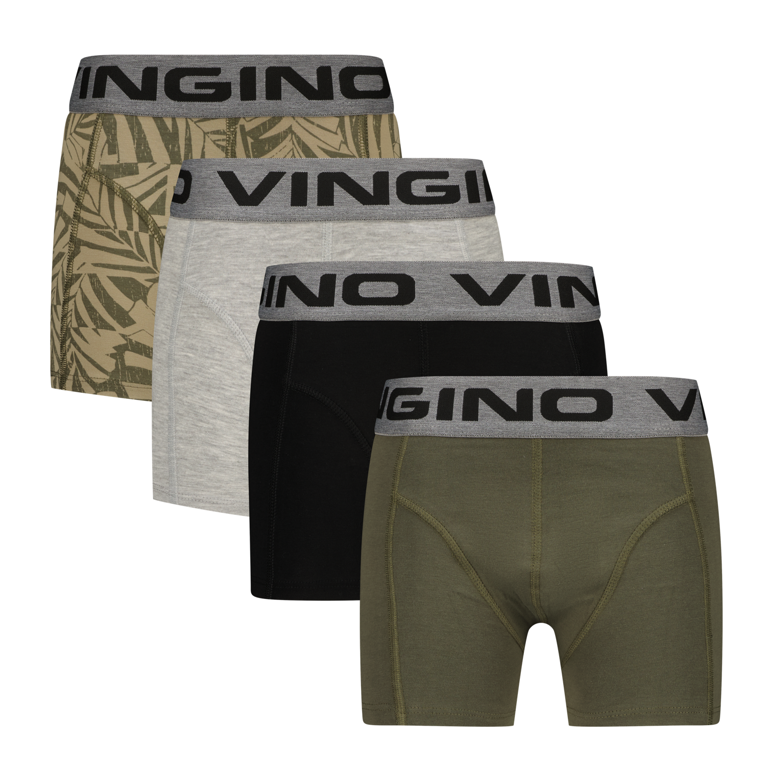 Vingino winter ondergoed jongens - groen - Graphic 4-pack - classic boxer