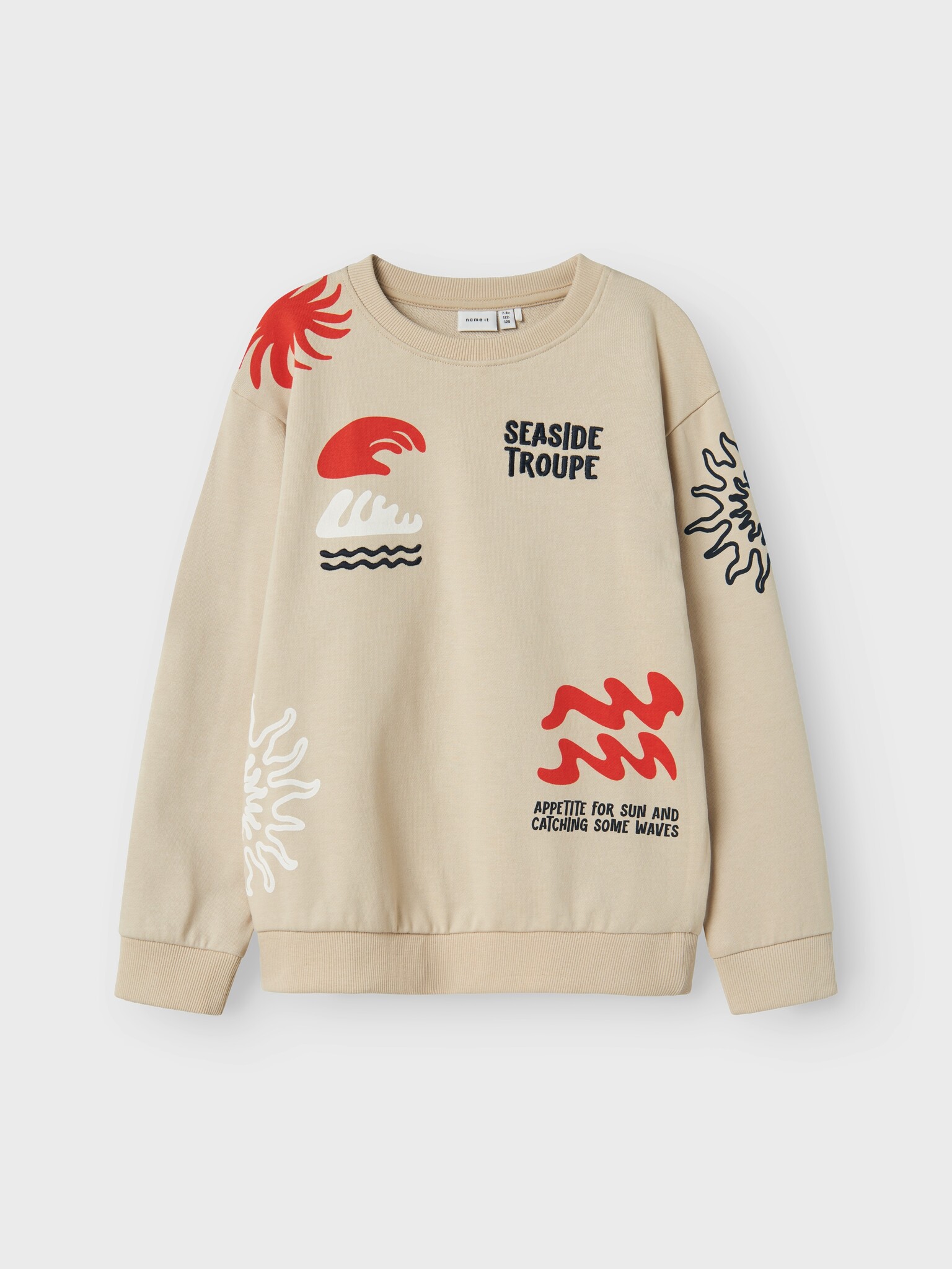 Name it zomer sweat shirt jongens - taupe - Nkmfesab