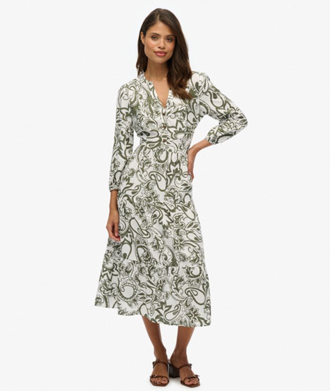 Superdry Geweven Midi-jurk in Laagjes Green