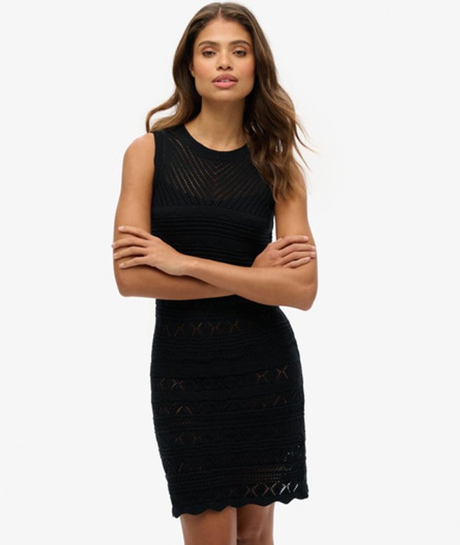 Superdry Gehaakte Mini-jurk Black