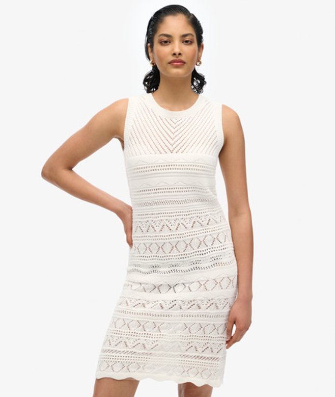 Superdry Gehaakte Mini-jurk White