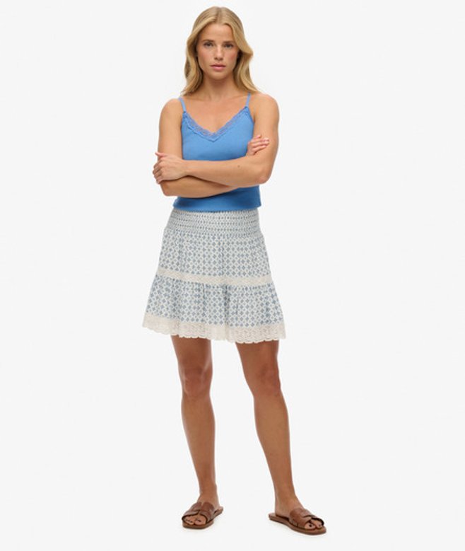 Superdry Minirok met Kant en Print Blue