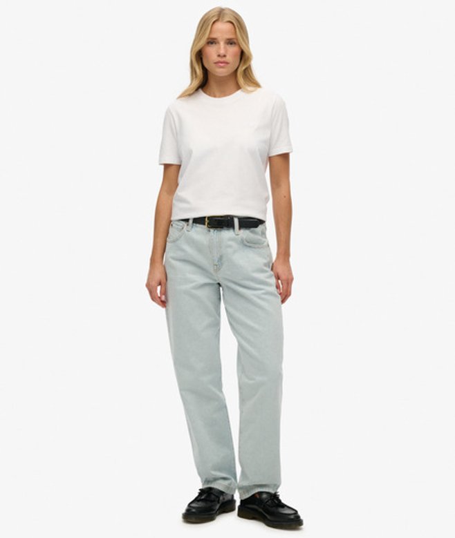 Superdry Rechte Jeans met Middelhoge Taille Blue