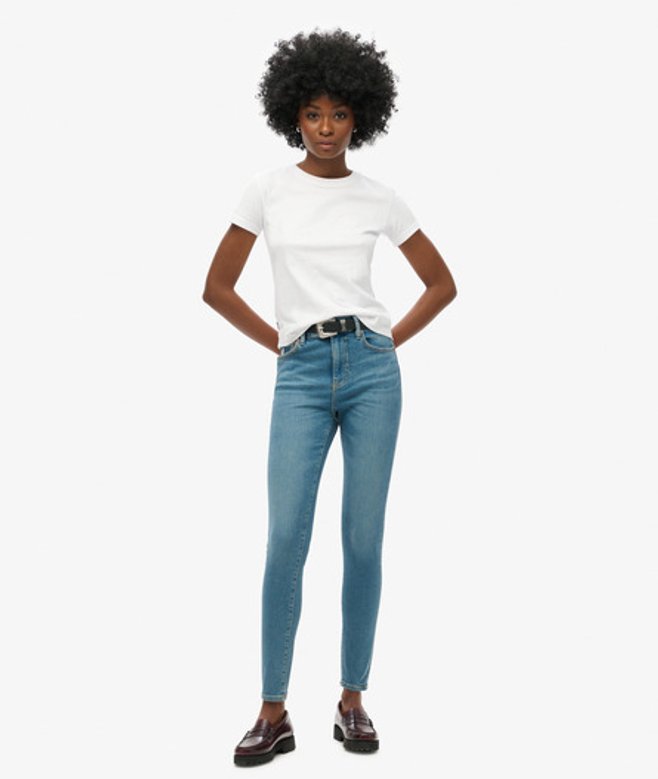 Superdry Skinny Jeans met Hoge Taille van Biologisch Katoen Blauw