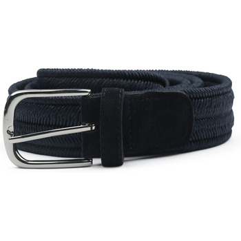 Profuomo Riem  Waxed Geweven Riem Navy