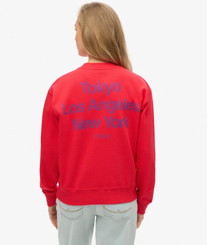 Superdry City-sweatshirt met Core-logo, Ronde Hals en Grafische Opdruk Pink