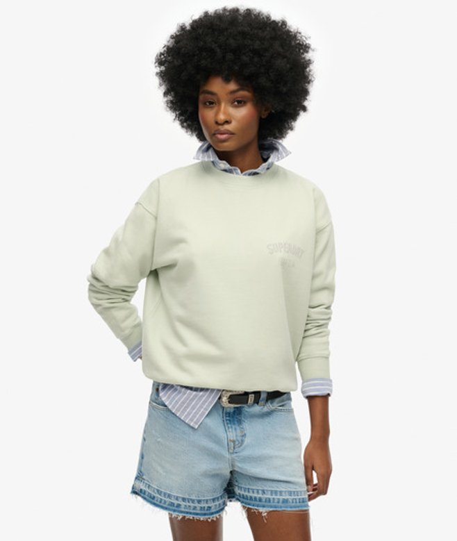Superdry Luxe Sportsweatshirt met Ronde Hals en Losse Pasvorm Light Blue