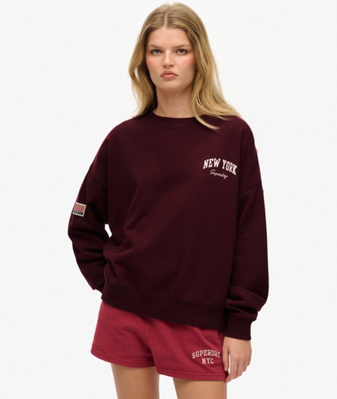 Superdry Athletic Essentials Relaxed Sweatshirt met Ronde Hals Red