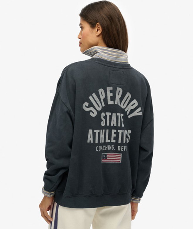 Superdry Athletic Essentials Sweatshirt met Ronde Hals en Print Blauw