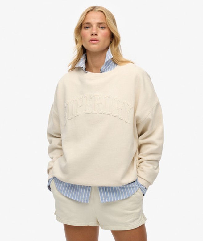 Superdry Athletic Essentials Tonal Sweatshirt met Ronde Hals en Appliqué White