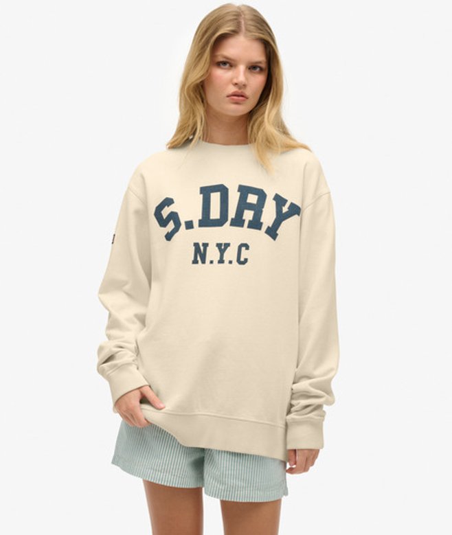 Superdry Athletic Essentials Wijdvallend Sweatshirt White