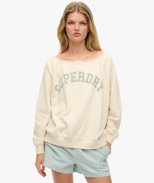 Superdry Athletic Essentials Bardot Sweatshirt met Ronde Hals White