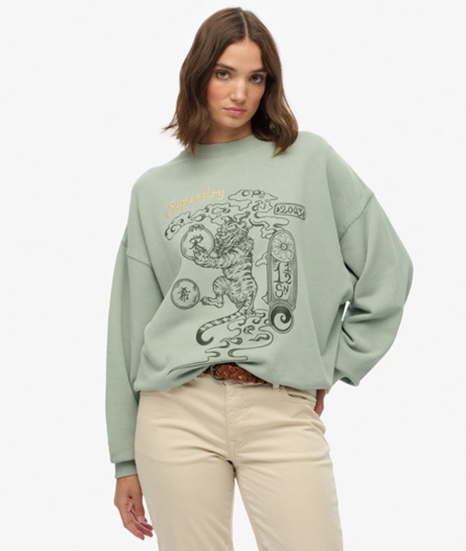 Superdry Tokyo Narrative Oversized Sweatshirt Green