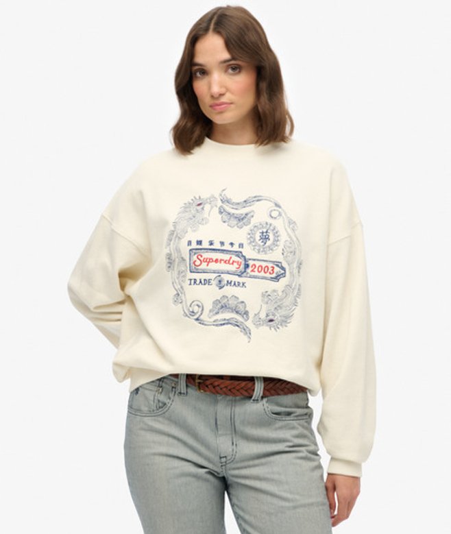 Superdry Tokyo Narrative Oversized Sweatshirt White