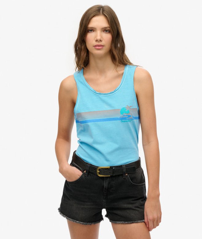 Superdry Outdoor Gestreepte Tanktop met Laag Uitgesneden Ronde Hals Blue