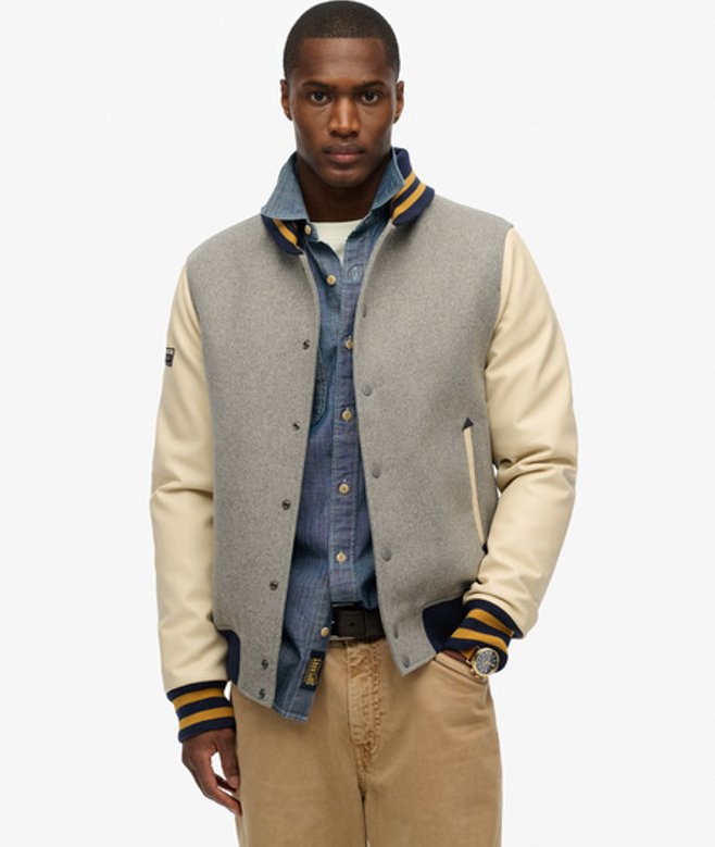 Superdry College Varsity Bomberjack Dark Grey