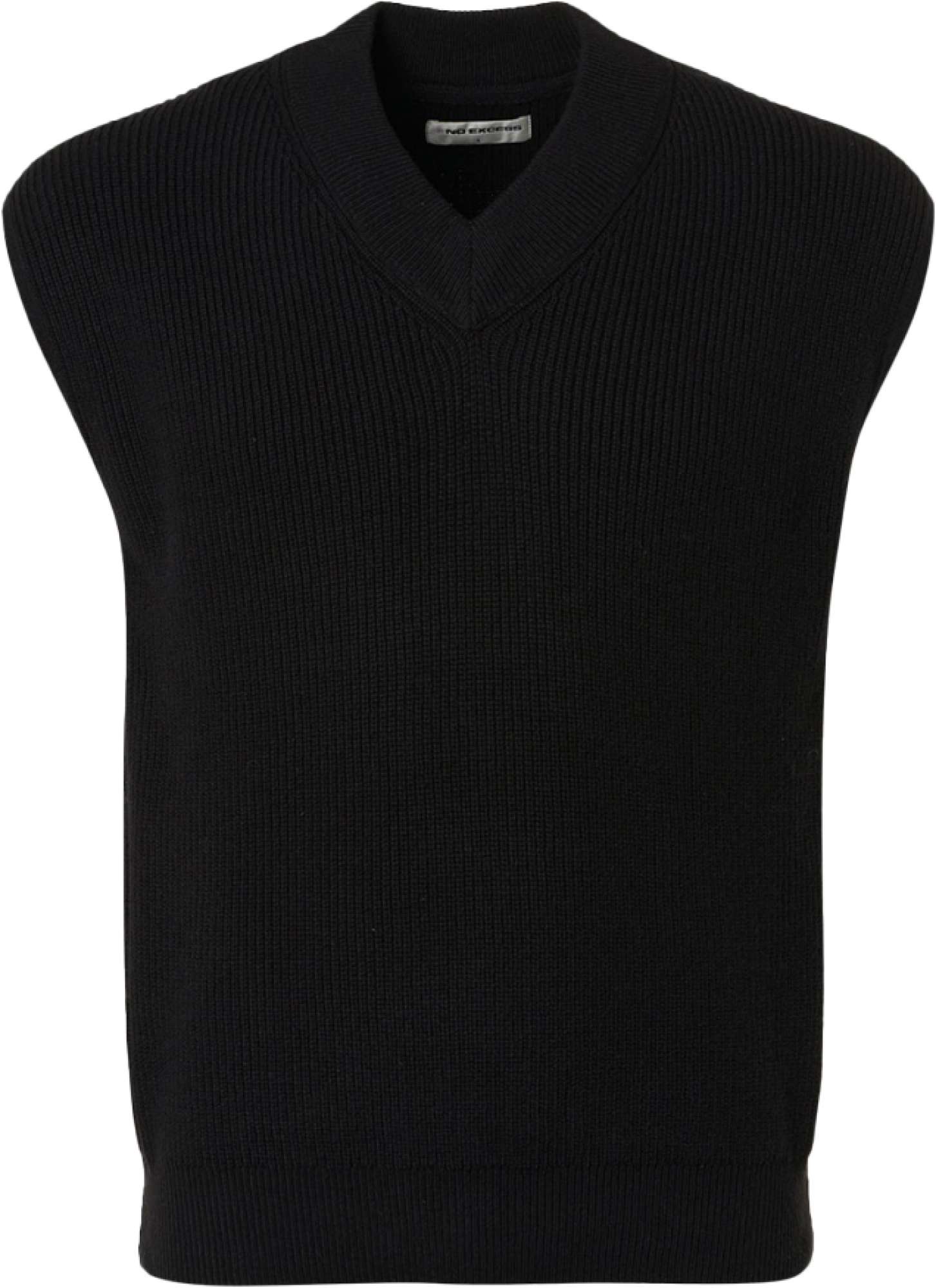 No Excess Spencer v-neck relief rib jacquard black