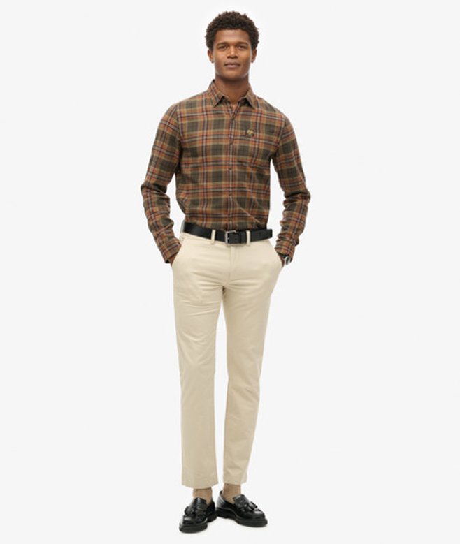 Superdry Slimfit Stretch Chinobroek met Taps Toelopende Pijpen Beige