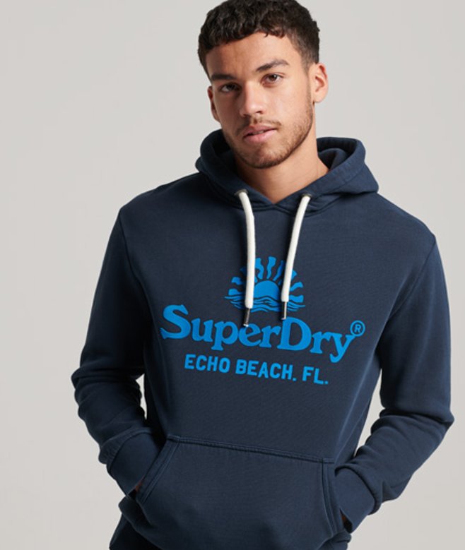 Superdry Vintage Venue Neon Hoodie Blauw
