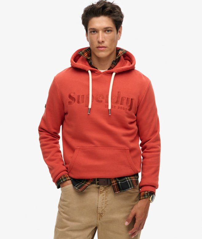 Superdry Overdyed Terrain Logo Hoodie Rood