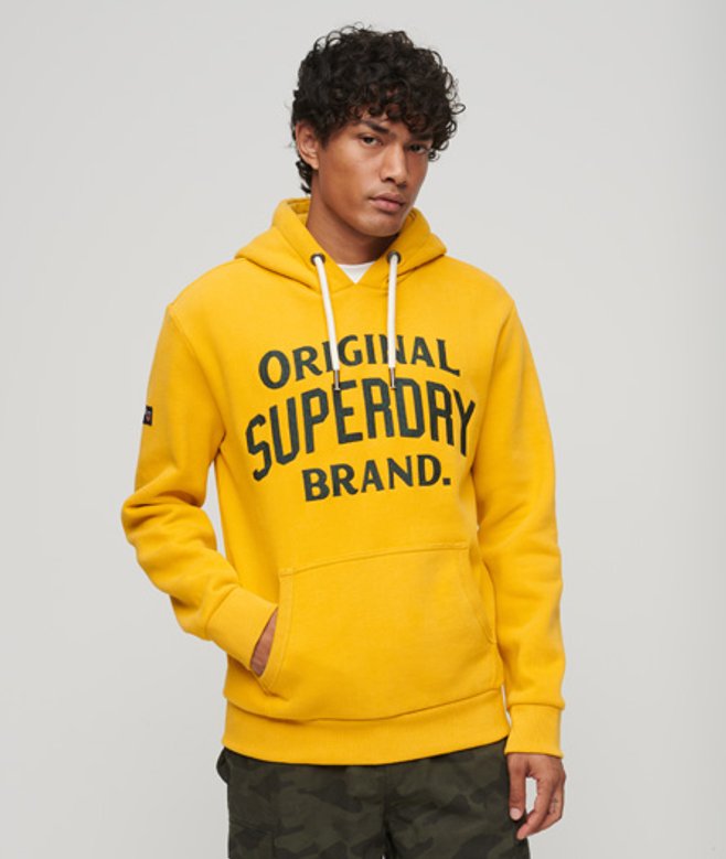 Superdry Athletic Hoodie met Geschreven Opdruk Geel
