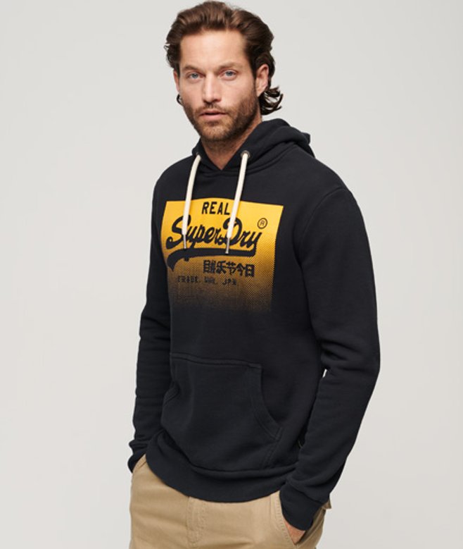 Superdry Vintage Box Gradient-hoodie Zwart