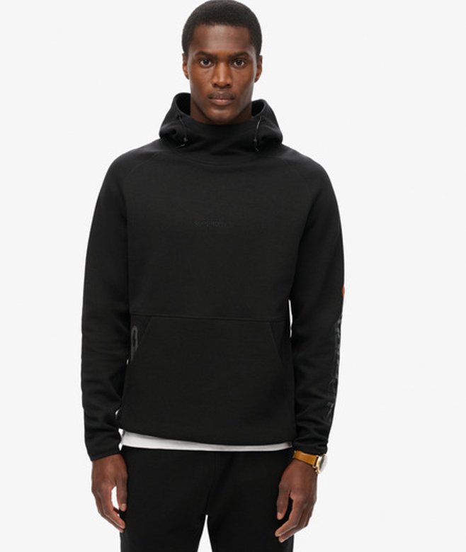 Superdry Tech Hoodie met Logo en Losse Pasvorm Black