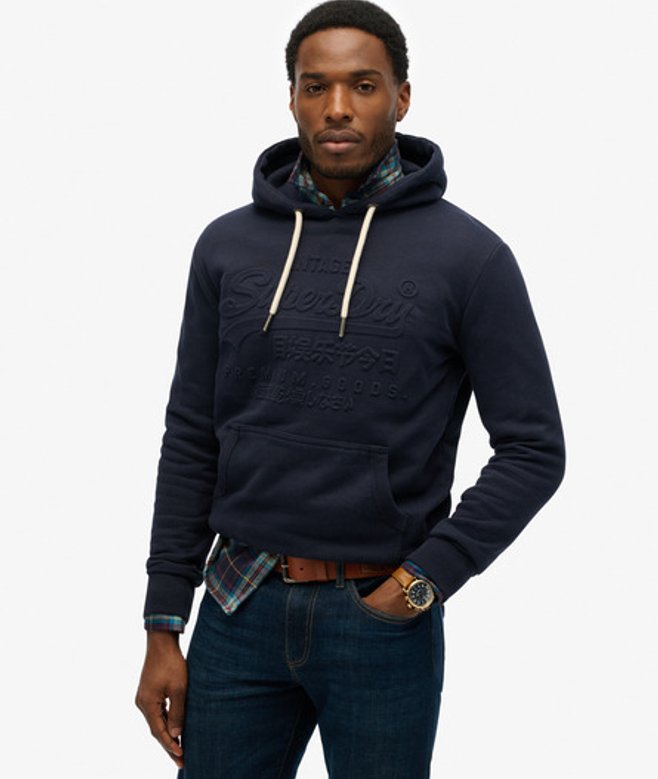 Superdry Hoodie met Reliëfopdruk Blauw