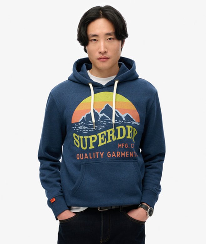 Superdry Great Outdoors Hoodie met Merklogo en Relaxte Pasvorm Blue